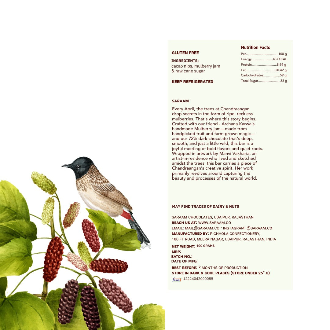 Mulberry Jam Bar - 72% Cacao Dark. (Pack of 2)